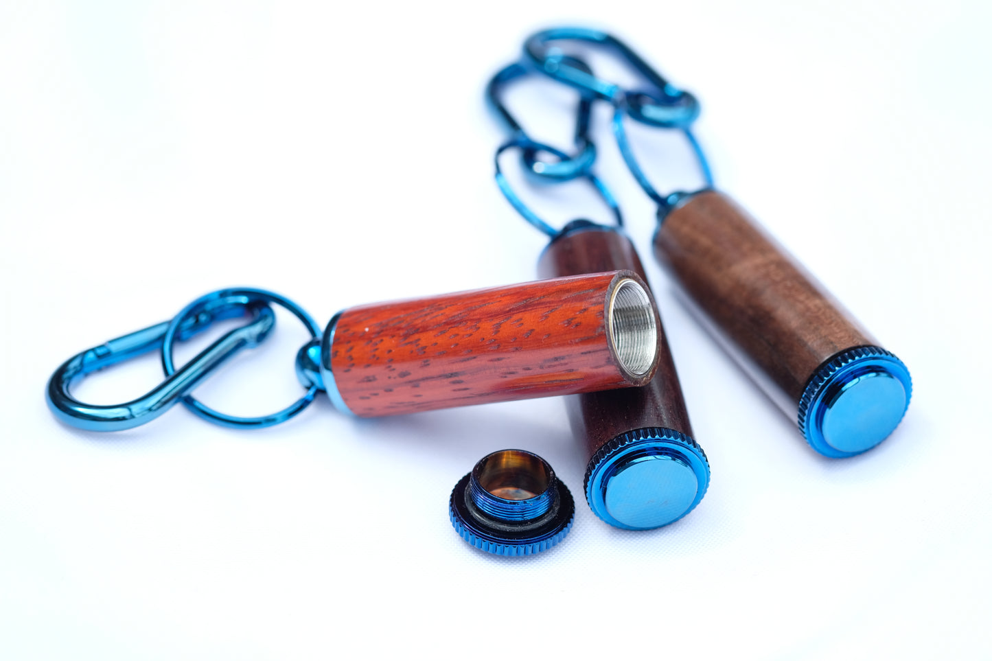 Blue Titanium Pill Holder Key Ring