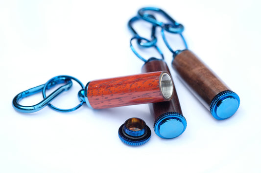 Blue Titanium Pill Holder Key Ring