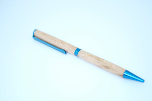 Bird's Eye Maple Slimline Blue Titanium Pen